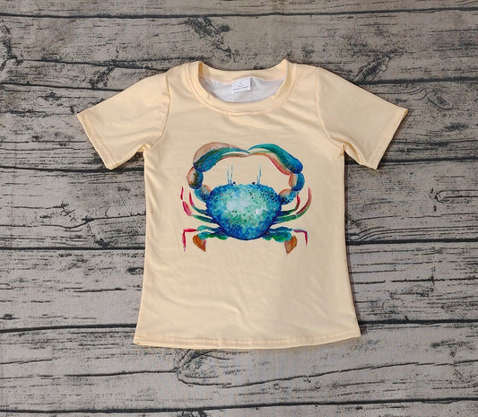 No Moq Pre-order Baby Boy Short Sleeves Crab Shirt Tops