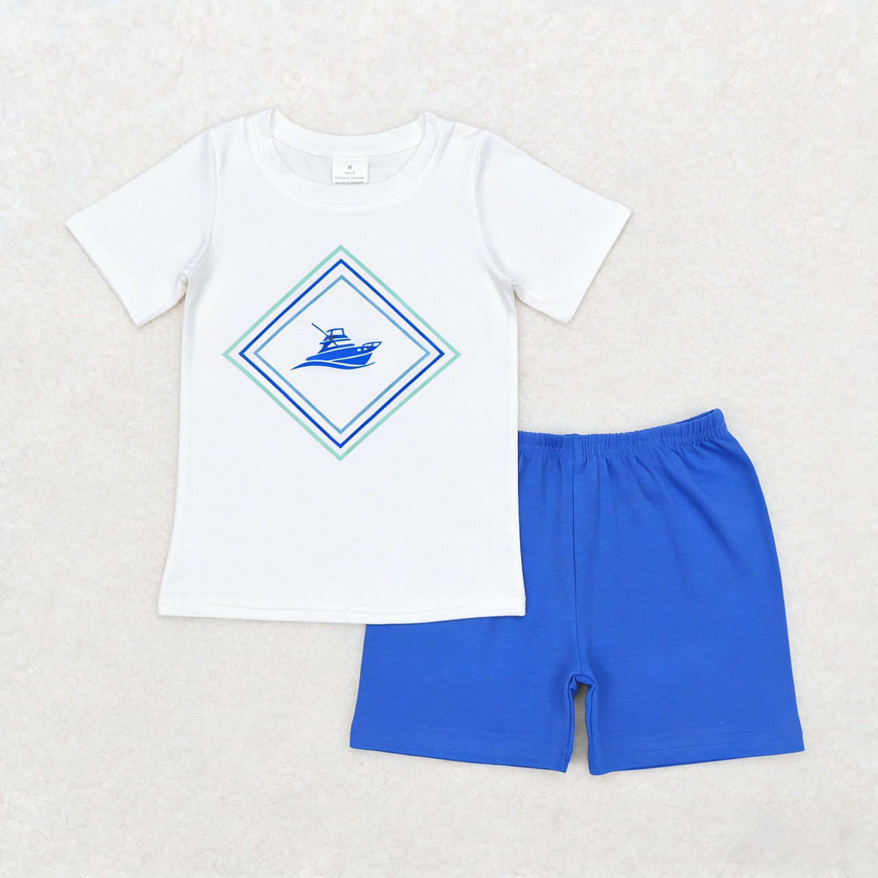 Baby Boys Kids Short Sleeves Boat Shirt Blue Shorts Summer Clothes Set RTS