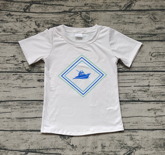 Baby Boys White Ship Short Sleeve Tee Shirts Tops Preorder
