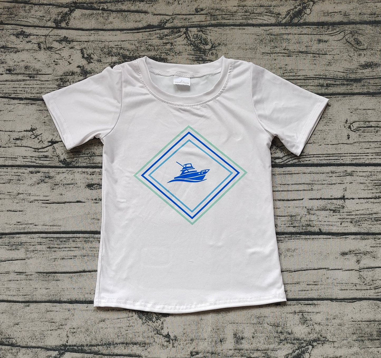 Baby Boy White Sleeves Boat Tee Shirt Tops