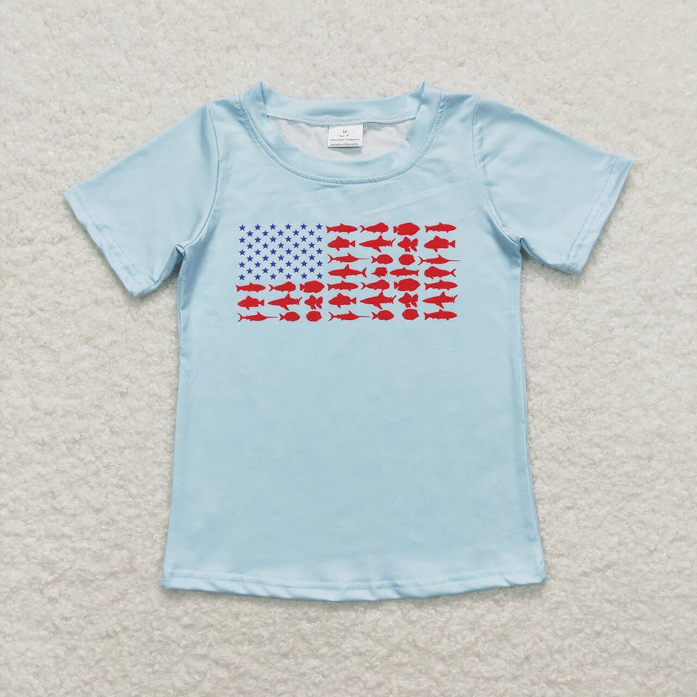 Baby Boy Girl Short Sleeves July 4th Sibling Shirt Tops RTS