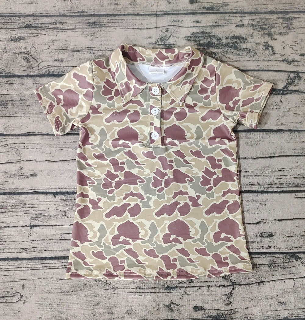 No Moq Pre-order Baby Boy Camo Short Sleeves Polo Tops