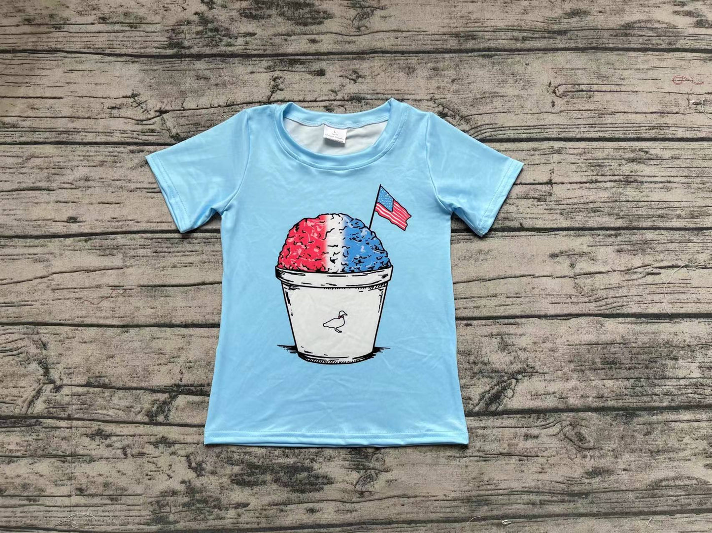 No Moq Pre-order Baby Boy Short Sleeves Flag July 4th Shirt Tops