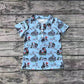 Baby Boy Short Sleeves Rodeo Buttons Blue Western Shirt