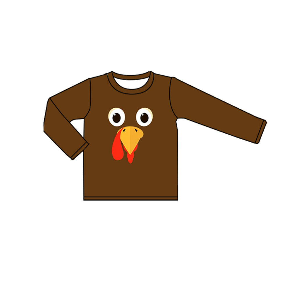 Pre-order Baby Boys Thanksgiving Turkey Face Long Sleeve Tee Shirts Tops