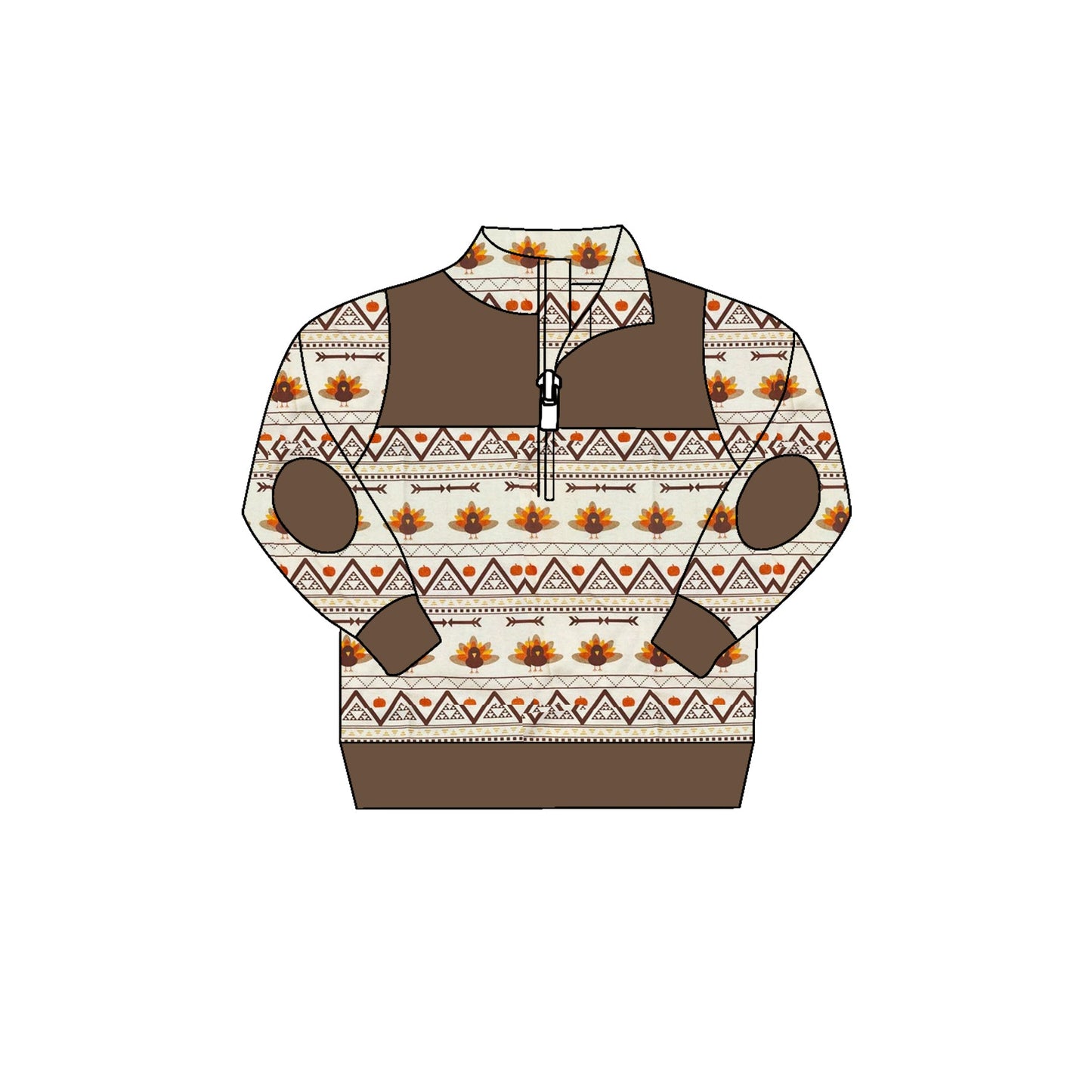 Pre-order Baby Boys Thanksgiving Turkey Long Sleeve Zip Tops