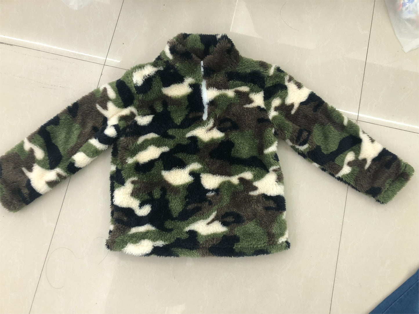Pre-order Baby Boy Green Camo Zipper Pullovers Tops