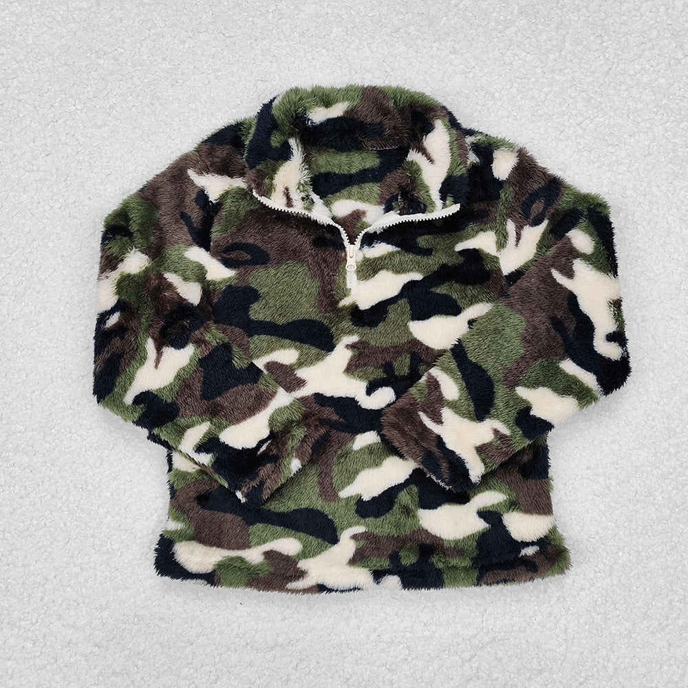 Baby Boy Kids Long Sleeves Camo Sibling Brother Zipper Pullover Tops