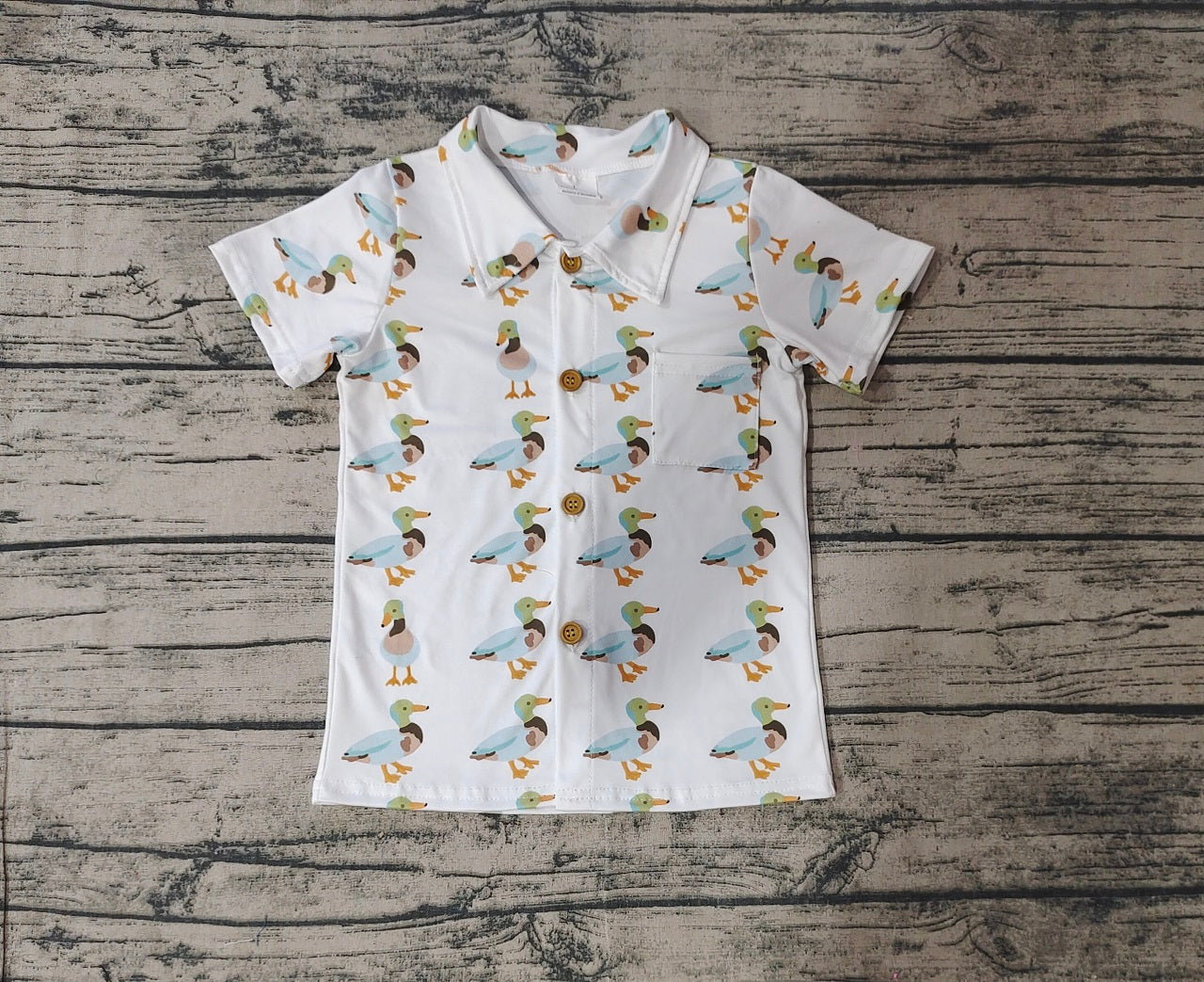 Baby Boy Short Sleeves Duck Buttons Tee Shirt Tops