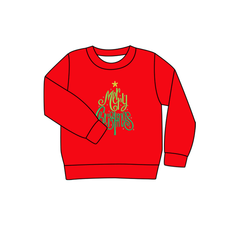 Pre-order Adult Men Red Merry Christmas Long Sleeve Tee Shirt