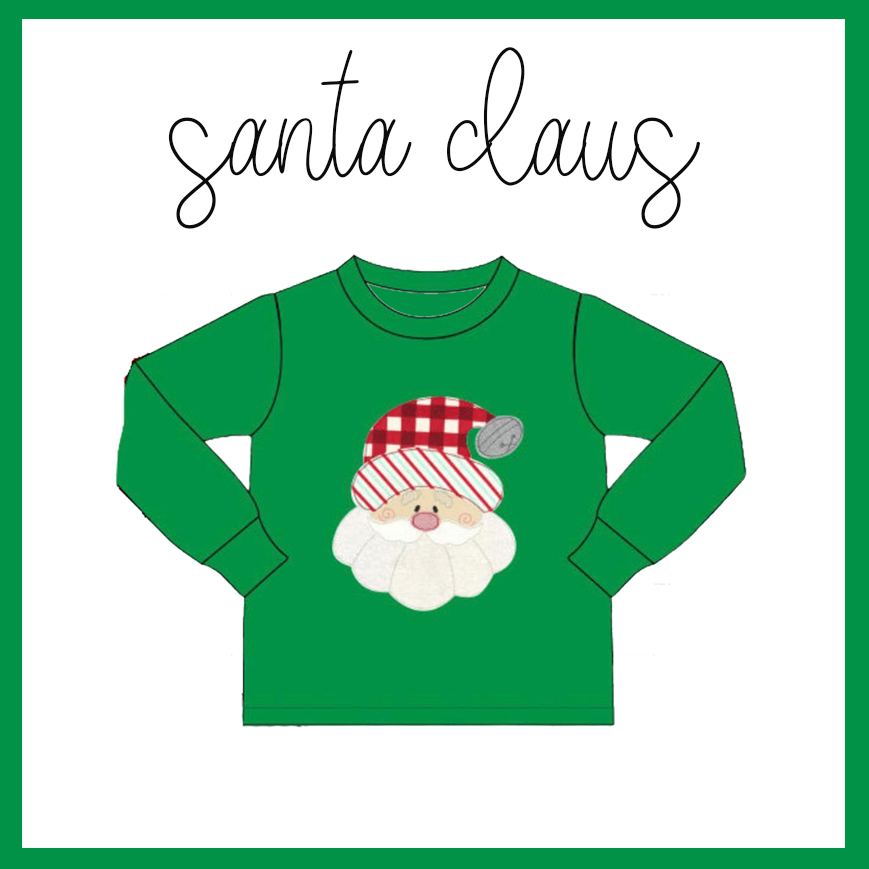 Pre-order Baby Boy Long Sleeve Green Santa Tee Shirt