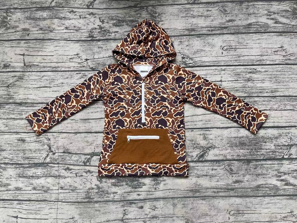 Baby Boy Brown Camo Hoodie Zipper Pullover Shirt