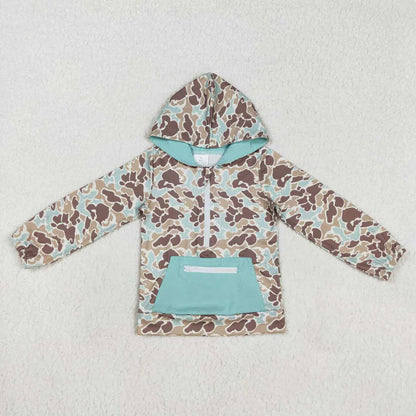 Baby Boy Camo Pocket Hoodie Zipper Sibling Shirt Tops