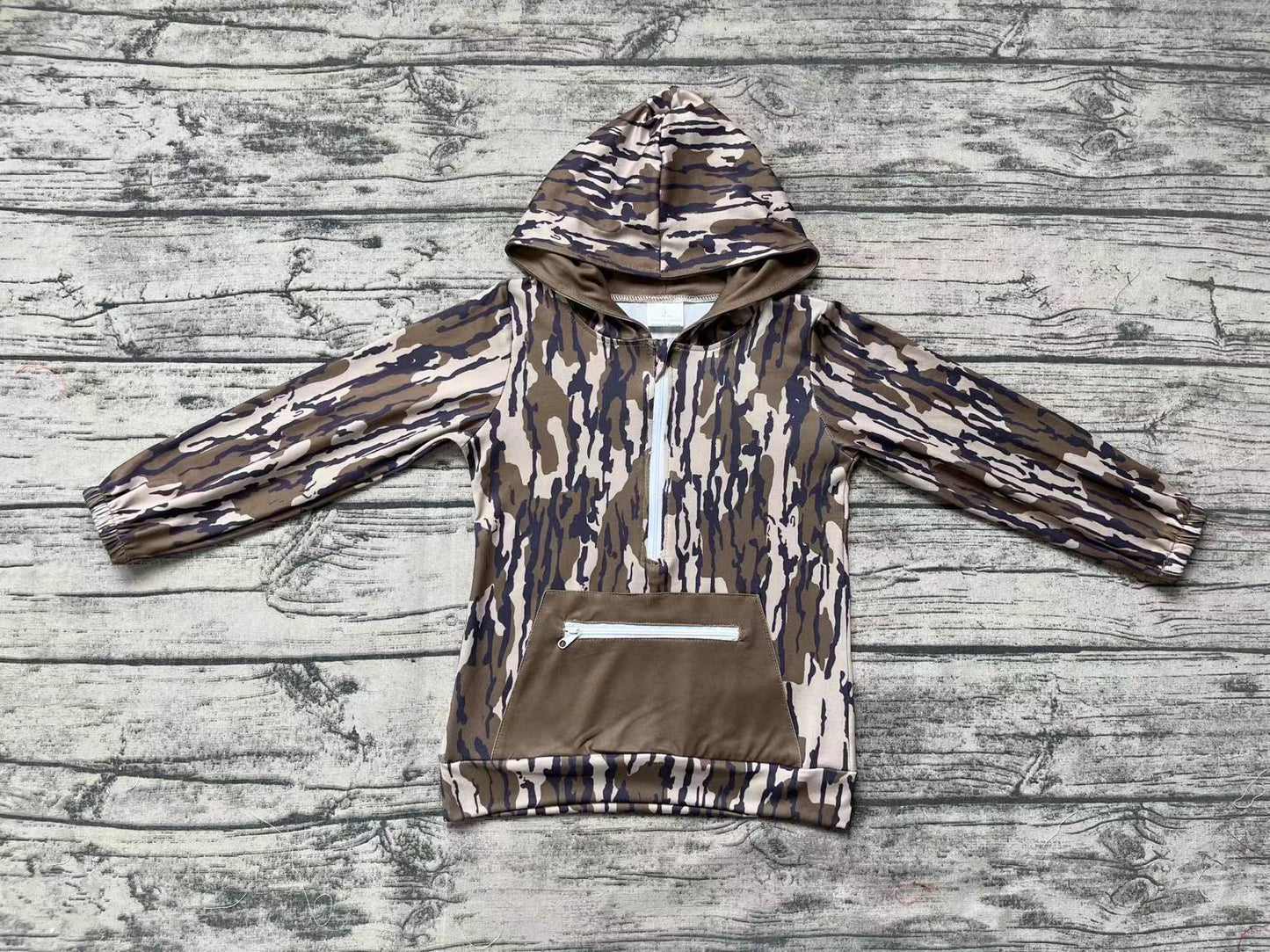 Baby Boy Camo Hooded Zipper Pocket PulloversTops