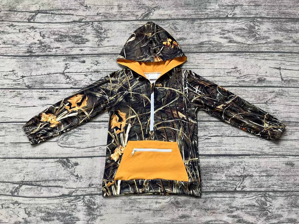 Baby Boy Long Sleeves Camo Pocket Hoodie Zipper Shirt Tops