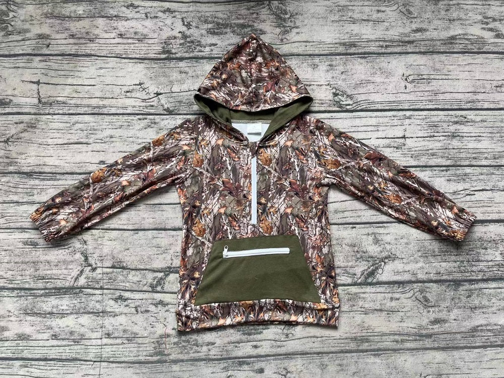 Baby Boy Long Sleeves Camo Pocket Hoodie Zipper Tee Shirts