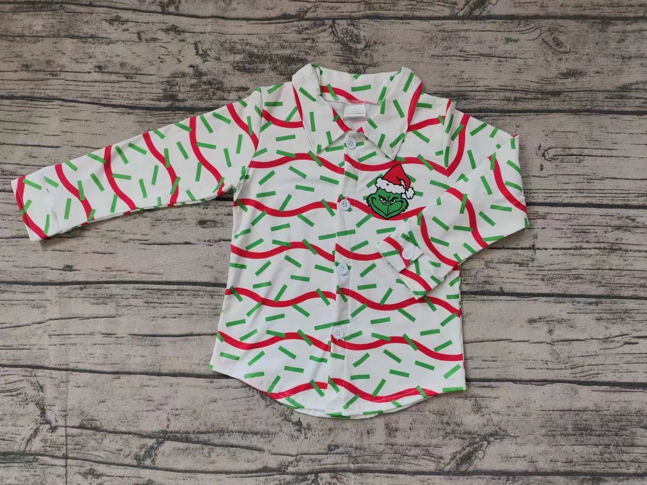 Baby Boy Christmas Green Face Cardigan Shirt