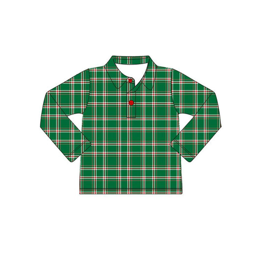 Pre-order Baby Boy Green Checkered Christmas Shirt