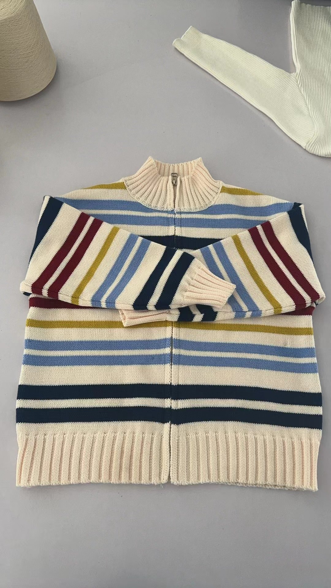 Pre-order Baby Boy Colorful Stripes Zipper Cardigan Sweater