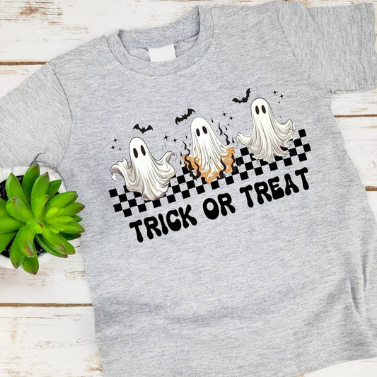 Pre-order Baby Boy Trick Treat Grey Halloween T-shirts Tops