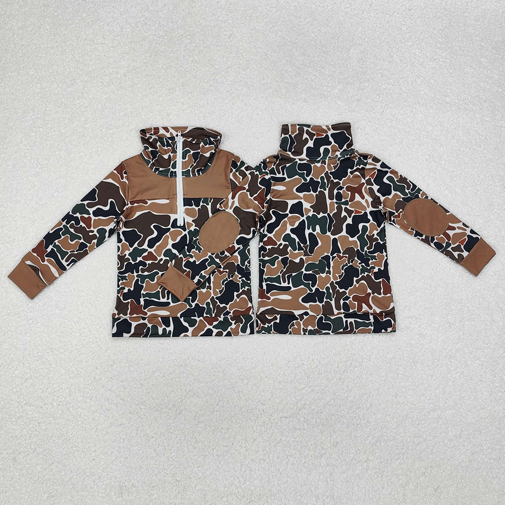 Baby Boy Long Sleeves Camo Shirt Sibling Hunting Zipper Pullover Tops