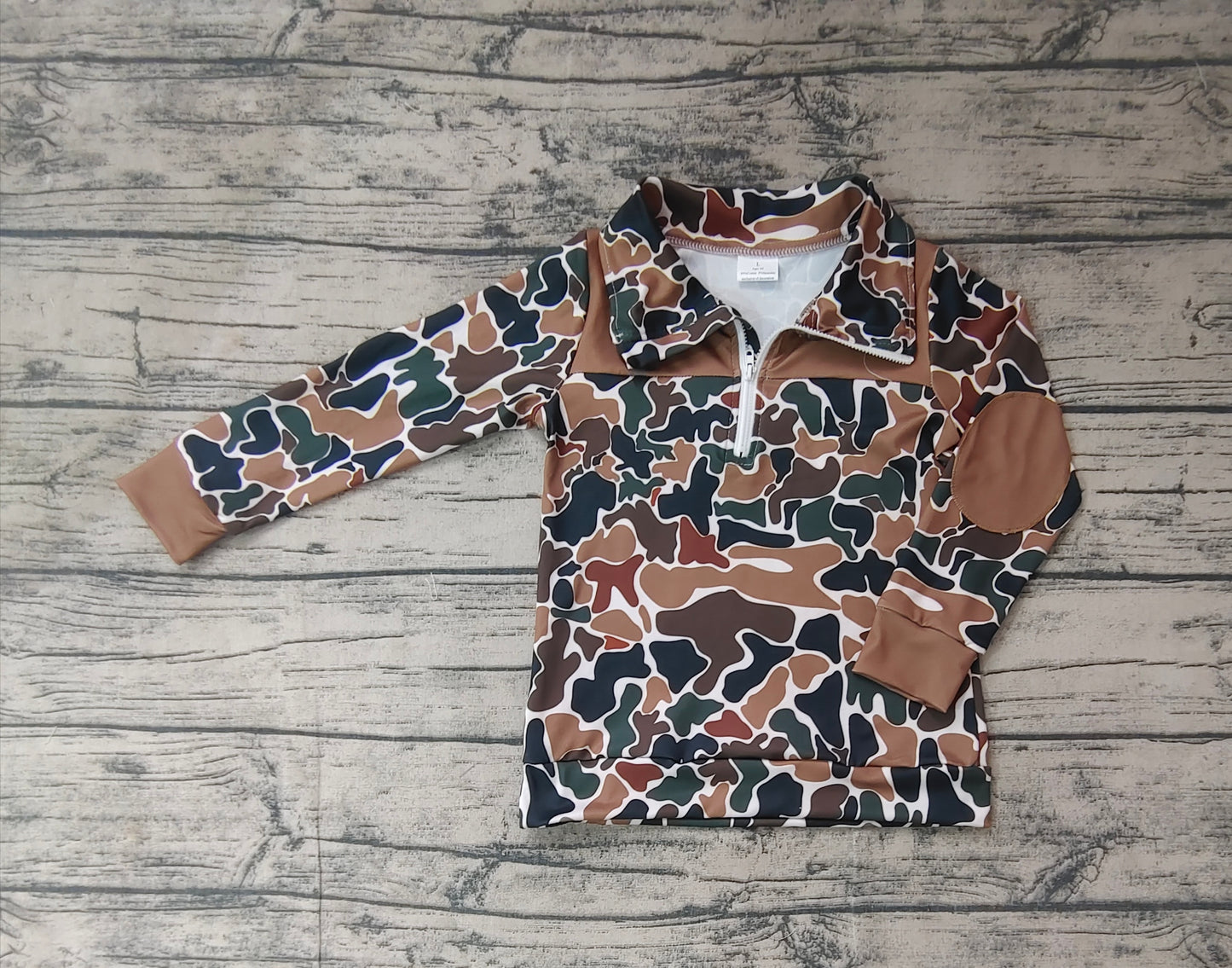 Baby Boy Camo Brown Long Sleeves Zipper Pullover Shirt