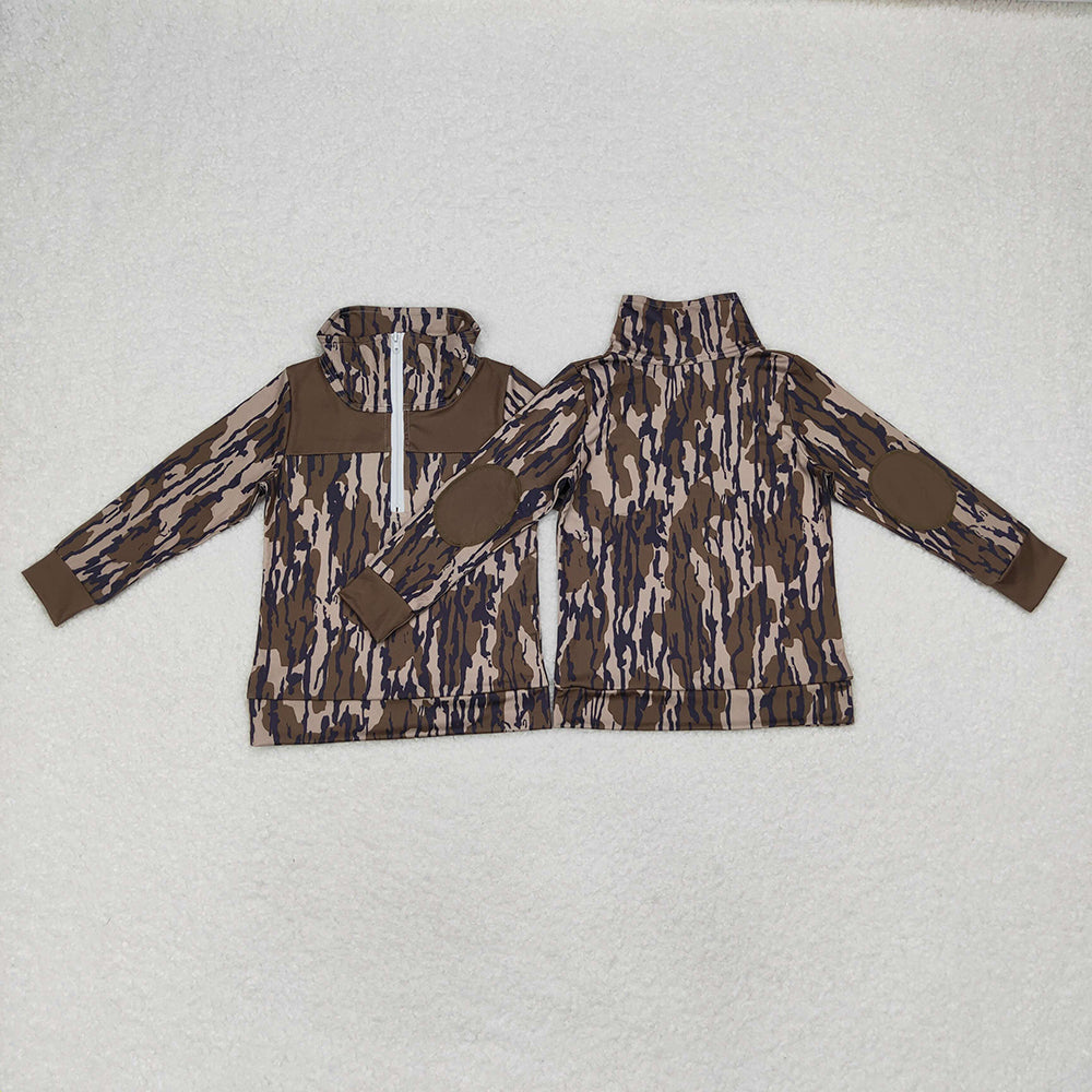 Baby Boy Long Sleeves Camo Shirt Sibling Hunting Zipper Pullover Tops