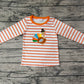 Baby Boy Thanksgiving Embroidery turkey Stripes Long Sleeves Shirt