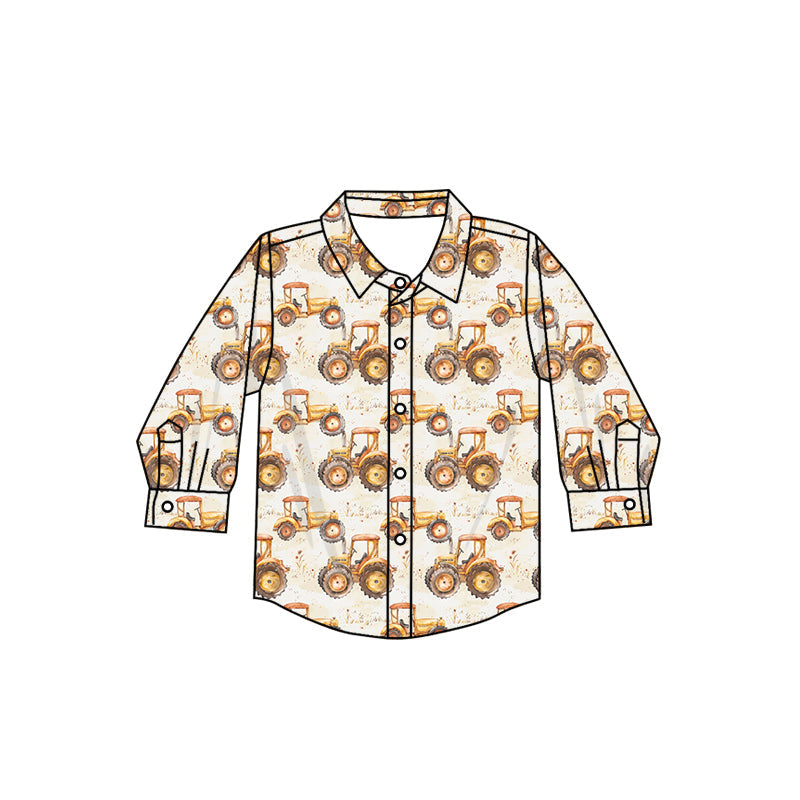 Pre-order Baby Boy Farm Trucks Buttons Ups Tee Shirt Tops