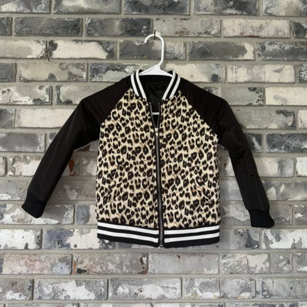 Pre-order Baby Kids Leopard Black Zipper Jacket Cardigan Tops