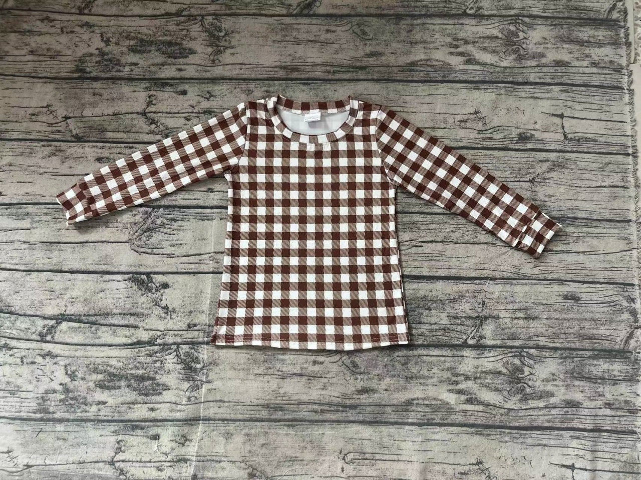 Baby Boy Brown Checkered Long Sleeves Shirt Tops