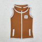 Baby Kids Toddler Sleeveless Embroidery Deer Dog Duck Pockets Sibling Zipper Tops