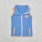 Baby Kids Toddler Sleeveless Embroidery Deer Dog Duck Pockets Sibling Zipper Tops