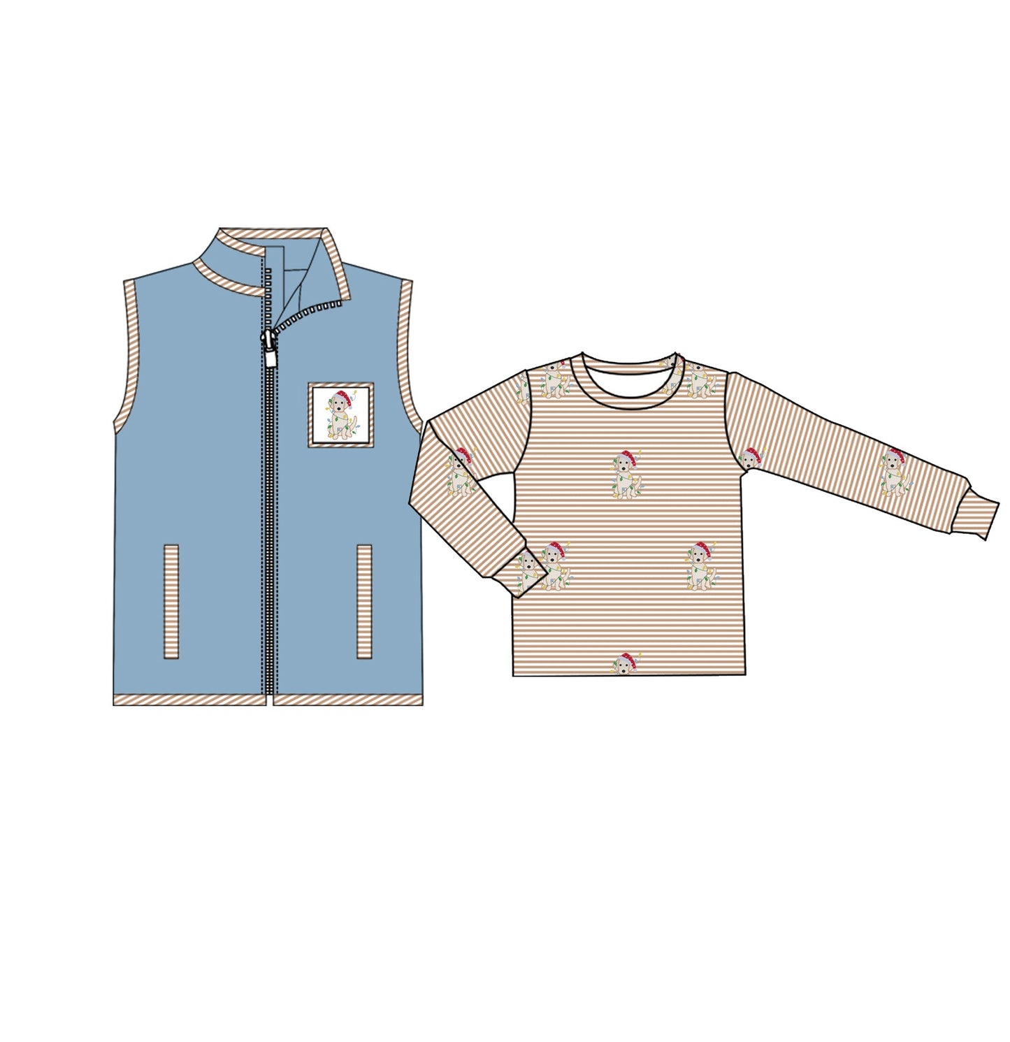 Pre-order Baby Boy Christmas DogS Tops Vest 2pcs Set