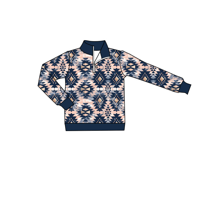 Pre-order Baby Boy Long Sleeves Western Aztec Zipper Tee Shirt