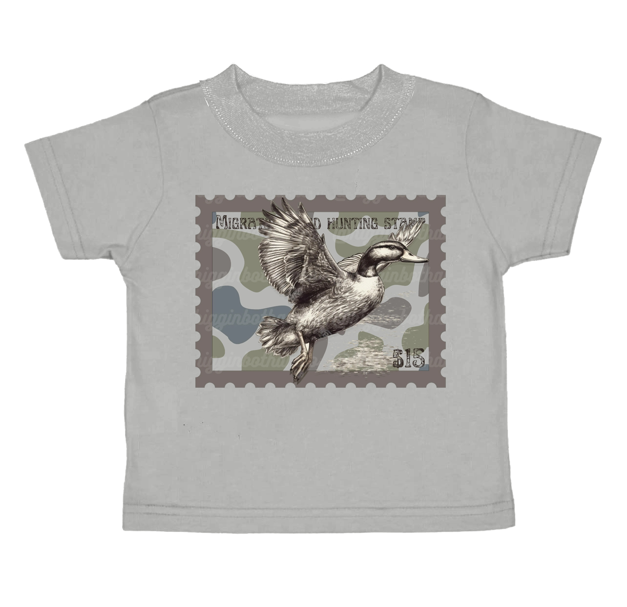 Pre-order Baby Boy Short Sleeves Grey Camo Duck Hunting Tee Shirt