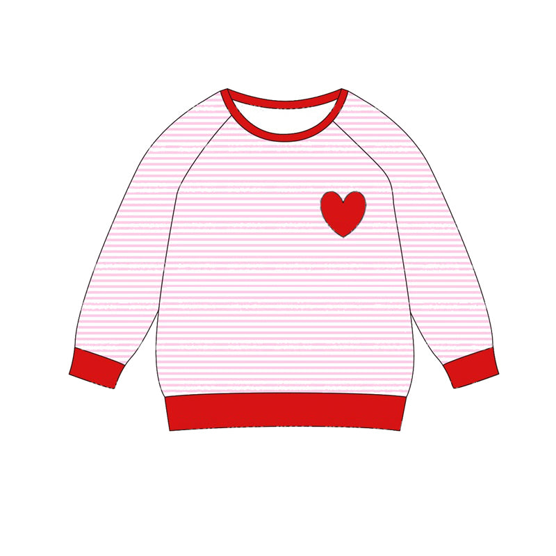 Pre-order Baby Girl Long Sleeve Pink Stripes Heart Tee Shirt Tops
