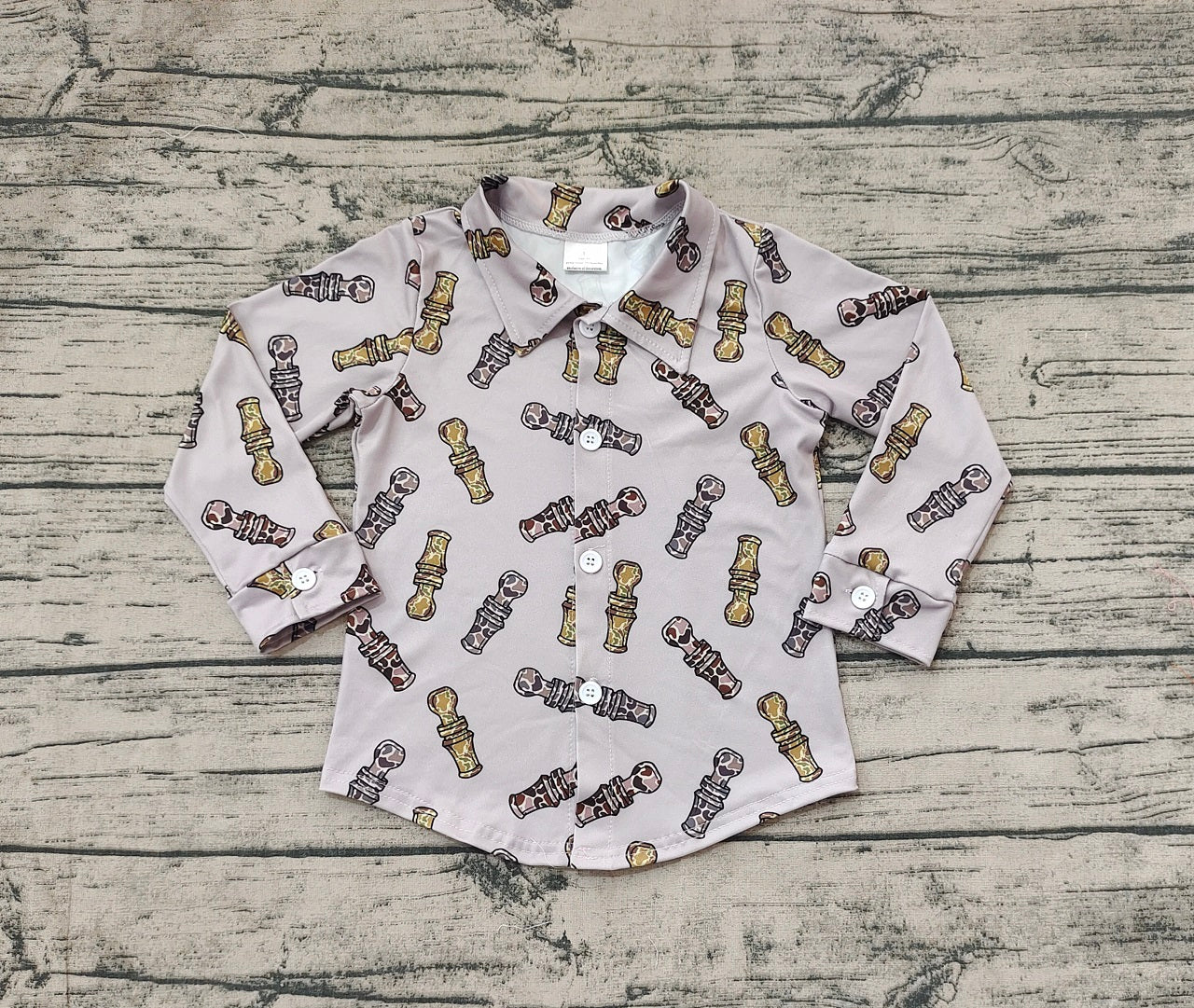 Baby Boy Long Sleeves Buttons Camo Tools Hunting Shirt