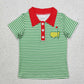 Baby Boy Girl Short Sleeves Green Stripes Golf Sibling Shirt