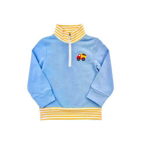 Pre-order Baby Boy Kids Construction Zipper Blue Pullover Shirt