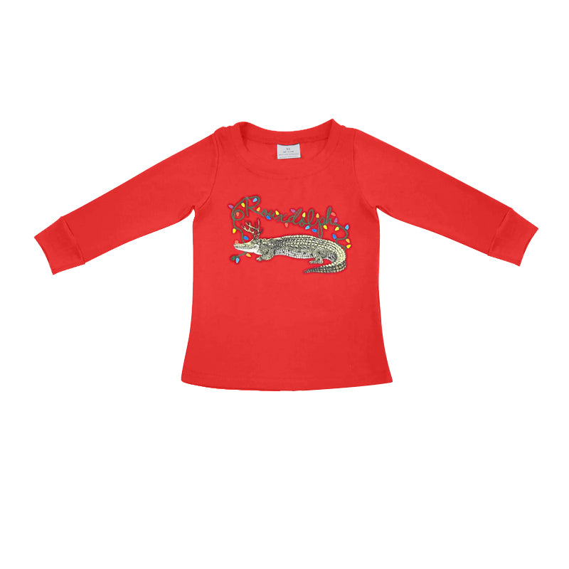 Pre-order Baby Boy Kids Red Long Sleeves Christmas Crocodile Shirt