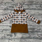 Baby Boy Kids Long Sleeves Western Aztec Hoodie Brown Pocket Pullover Tops