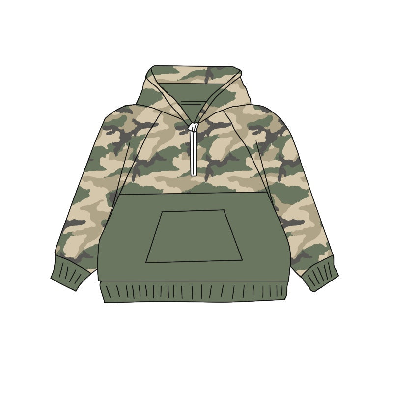 Pre-order Baby Boy Camo Hoodie Green Pocket Pullovers Shirt