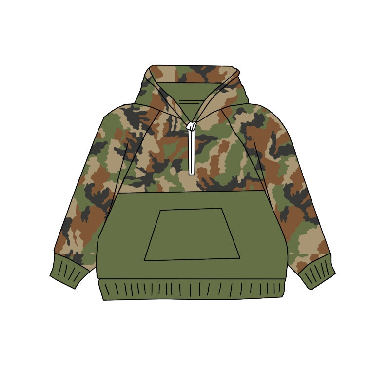 Pre-order Baby Boy Long Sleeves Green Pocket Camo Hoodie Pullover Shirt