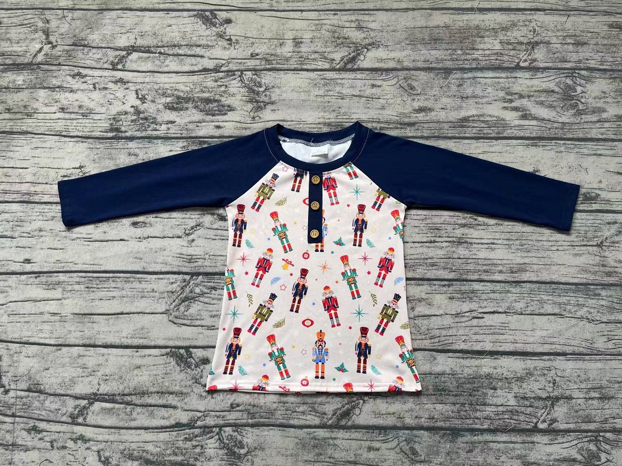 Baby Boy Navy Blue Long Sleeves Christmas Soldier Shirt Tops