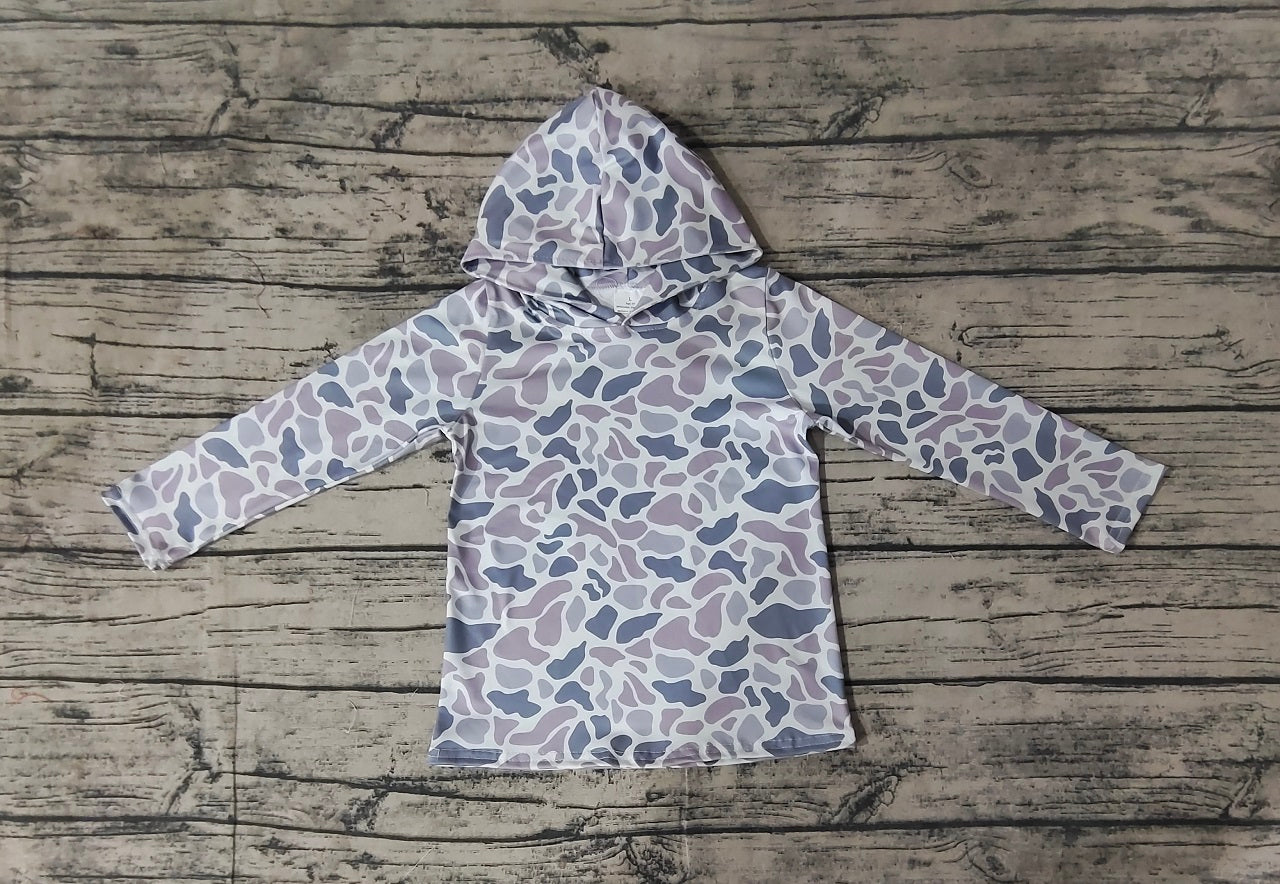 Baby Boy Toddler Long Sleeves Grey Camo Hoodie Shirt