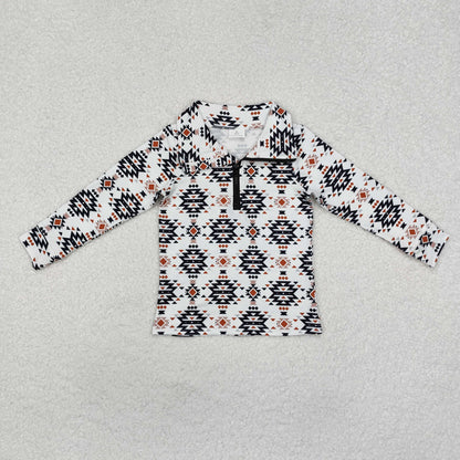 Baby Boy Long Sleeves Camo Aztec Zipper Sibling Shirt Pullover Tops