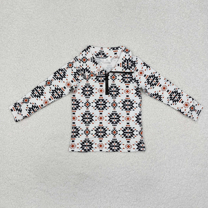 Baby Boy Kids Long Sleeves Western Aztec Zipper Sibling Pullover Shirt