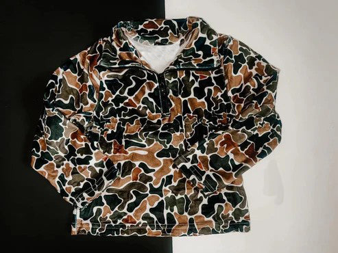 Pre-order Baby Boy Brown Camo Zipper Pullover Shirt Tops