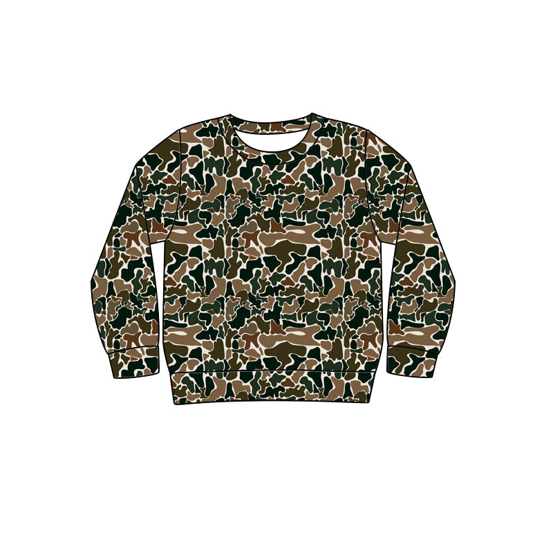 Pre-order Adult Men Brown Camo Long Sleeve Tee Shirt